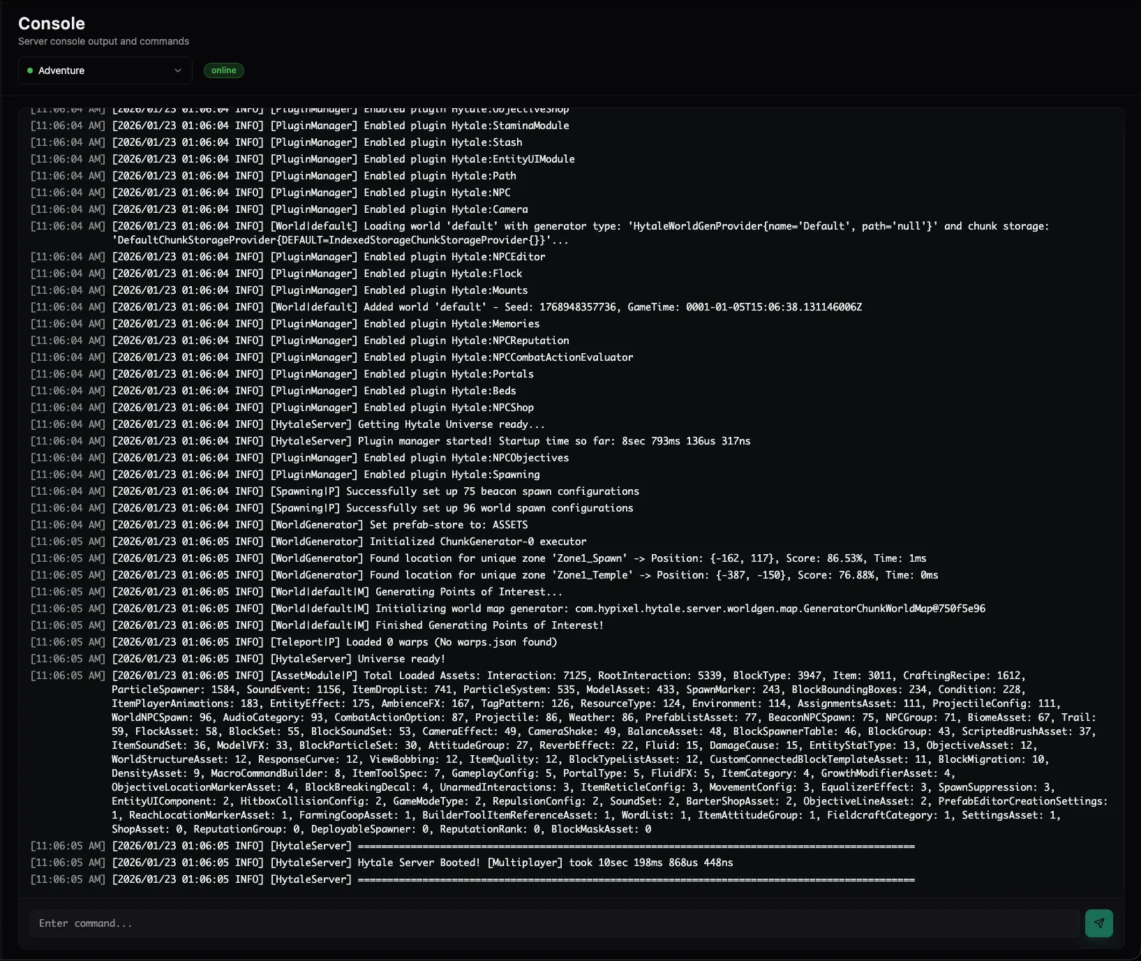 Hypanel Console Interface
